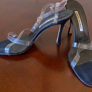 Clear Strapped Manolo Blahnik Stiletto Sandals